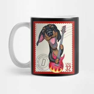 Cute Funny Doxie Dachshund Dog Postage Stamp Design Mug
